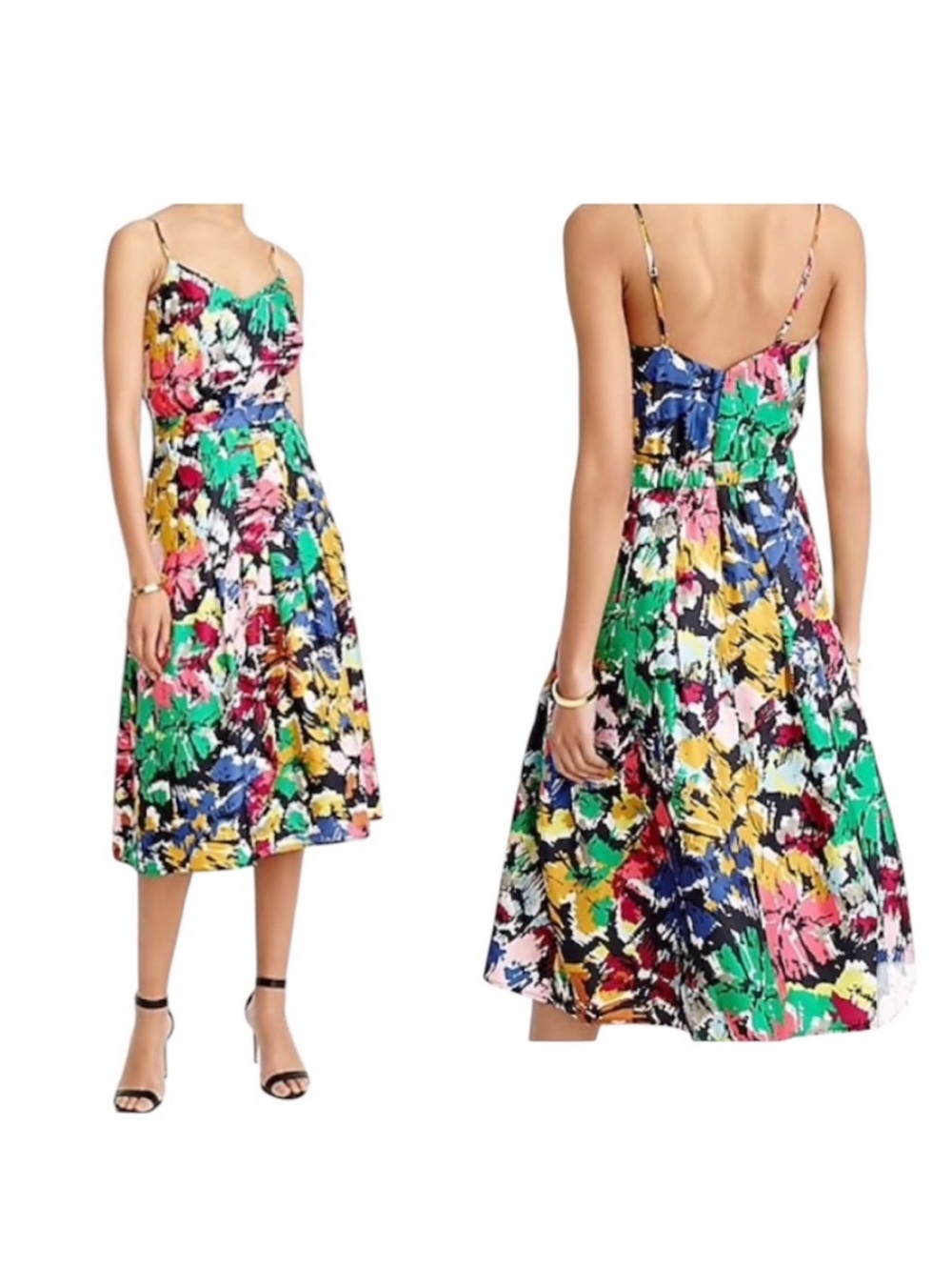 J. Crew Floral Silk Spaghetti Strap Dress